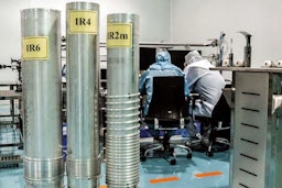 Centrifuges on display at an uranium enrichment facility in Natanz, Iran on Apr. 21, 2019. (Via Khorasan newspaper)