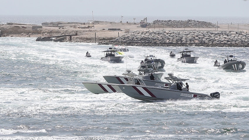 Qatar's coast guard training on the country's eastern coast on July 14, 2019. (Photo via Getty Images)