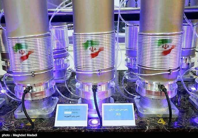 IR6 Centrifuges at exhibition of nuclear industry achievements. Tehran, Iran, April 10, 2019. Source: Meghdad Madadi/Tasnim News Agency.