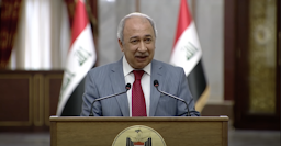 Hisham Dawood, advisor to Prime Minister Mustafa Al-Kadhimi, during a press conference in Baghdad on Sept. 1, 2020. (Photo via Iraqi prime minister's media office/Youtube)
