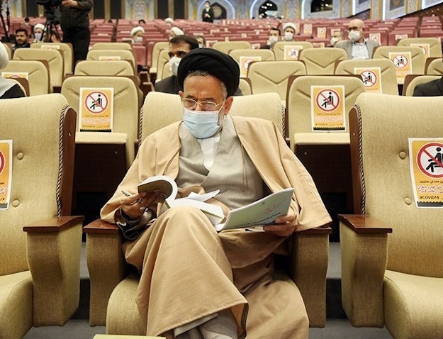 محمود علوی وزیر اطلاعات ایران در مراسم رونمایی یک کتاب. تهران، ایران. ۲۱ بهمن ۱۳۹۹ (عکس از محمدعلی مریزاد/ خبرگزاری تسنیم).