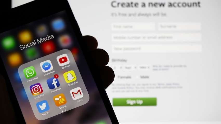 Phone screen showing social media apps. (Photo via Getty Images)