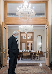 Iran’s top diplomat Mohammad Javad Zarif at the foreign ministry, Tehran. Iran. Dec. 7, 2020. (Photo by Erfan Kouchari via Tasnim News Agency)