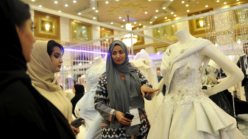  Saudi women at a bridal expo in Jeddah, Saudi Arabia on April 11, 2017 (Photo via Getty Images)