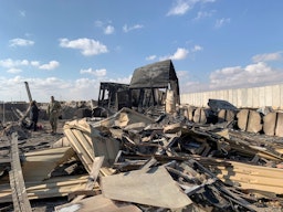 A picture shows the damage inflicted after Iranian missiles hit the Ain Al-Asad military airbase in Anbar, Iraq on Jan. 3, 2020. (Photo via Getty Images)