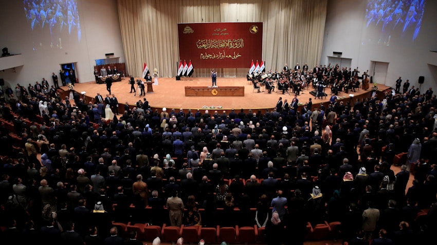 برگزاری افتتاحیه‌ی پارلمان جدید عراق در ساختمان پارلمان؛ بغداد، عراق، ۱۲ شهریور ۱۳۹۷/ ۳ سپتامبر ۲۰۱۸  (عکس از گتی ایمیجز)