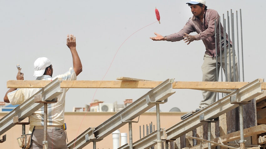 Foreign workers at a construction site in Riyadh, Saudi Arabia on April 10, 2013 (Photo via Getty Images)