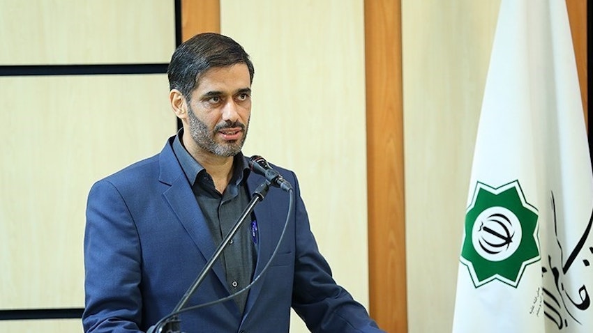 Saeed Mohammad addresses the ceremony of his inauguration as commander of Khatam Al-Anbiya Construction Headquarters, Tehran, Iran on Oct. 7, 2018. (Photo by Mohammad Hassanzadeh via Tasnim News Agency)