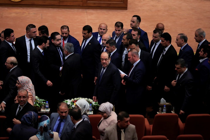 حضور نخست‌وزیر پیشین عراق و رهبر ائتلاف دولت قانون نوری المالکی در جلسه افتتاحیه پارلمان عراق در ۱۲ شهریور ۱۳۹۷/ ۳ سپتامبر ۲۰۱۸، بغداد، عراق (عکس از گتی ایمیجز)‌ 