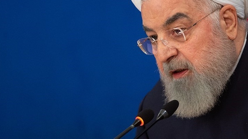 الرئيس حسن روحاني في مؤتمر صحفي في طهران، إيران. في ١٤ ديسمبر/كانون الأول ٢٠٢٠ (تصوير حسين زهره وند عبر وكالة تسنيم للأنباء)