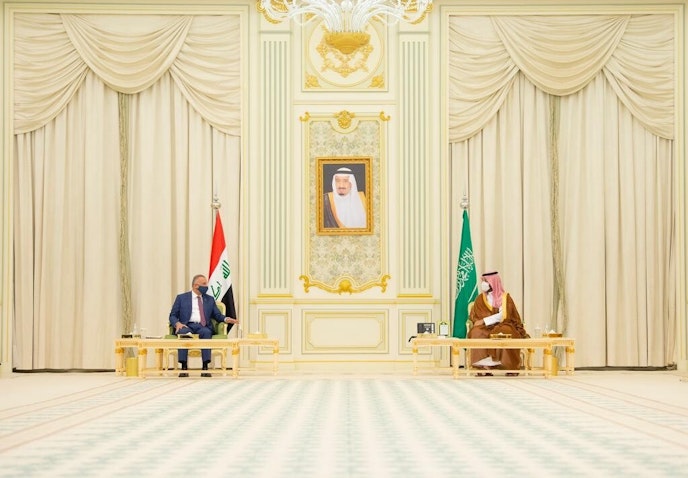 دیدار ولیعهد محمد بن سلمان با مصطفی الکاظمی، نخست وزیر عراق در ریاض؛ ۱۱ فروردین ۱۴۰۰/ ۳۱ مارچ ۲۰۲۱(عکس از گتی ایمیجز) 