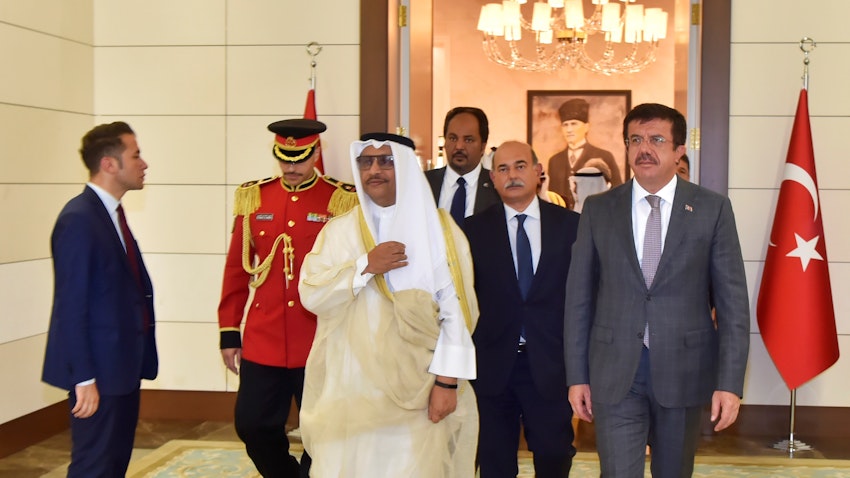 Kuwait's former prime minister, Jaber Al-Mubarak Al-Hamad Al-Sabah, during a state visit to Turkey on Sept. 14, 2017 (Photo via Getty Images)