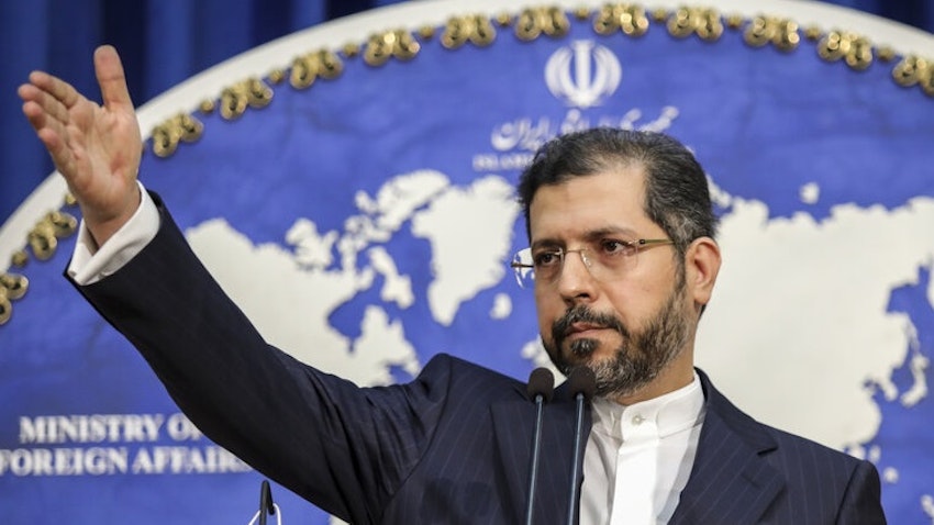 Iranian foreign ministry spokesperson Saeed Khatibzadeh at a press conference in Tehran. January 4, 2021. (Photo by Shahab Qayyoumi via Mehr News Agency)