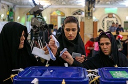 Voters cast their ballots for presidential elections in Tehran, Iran on May 19, 2017. (Photo via Tasnim News Agency)