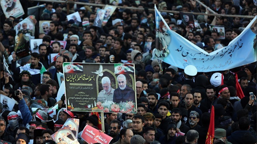 Thousands of Iranians pay tribute to late commander Qasem Soleimani in Kerman, Iran on Jan. 7, 2020. (Photo Via Tasnim News Agency)