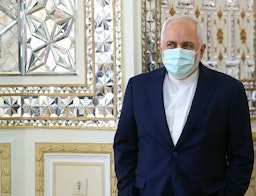 Foreign Minister Mohammad Javad Zarif at the foreign ministry in Tehran. Dec. 22, 2020. (Photo by Mohammad Hassanzadeh via Tasnim News Agency)