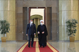 Iran's President Hassan Rouhani (R) welcomes Iraqi Prime Minister Mustafa Al-Kadhimi in Tehran on July 21, 2020. (Photo via President.ir)