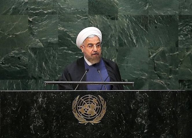 Iran's former president Hassan Rouhani delivers a speech at the 74th session of UN General Assembly in New york, US on Sep. 25, 2019. (Photo via Iranian presidency)