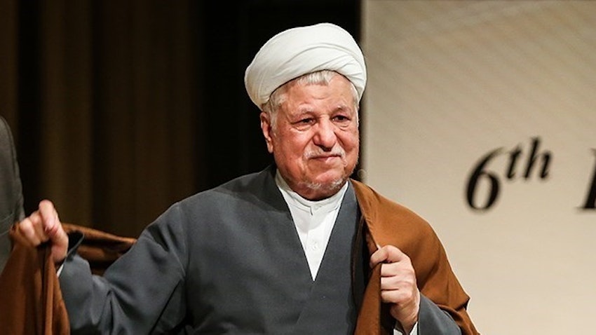 Late Iranian two-time president Akbar Hashemi Rafsanjani at a summit in Tehran on May 27, 2015. (Photo by Hamd Malekpour via Tasnim News Agency)