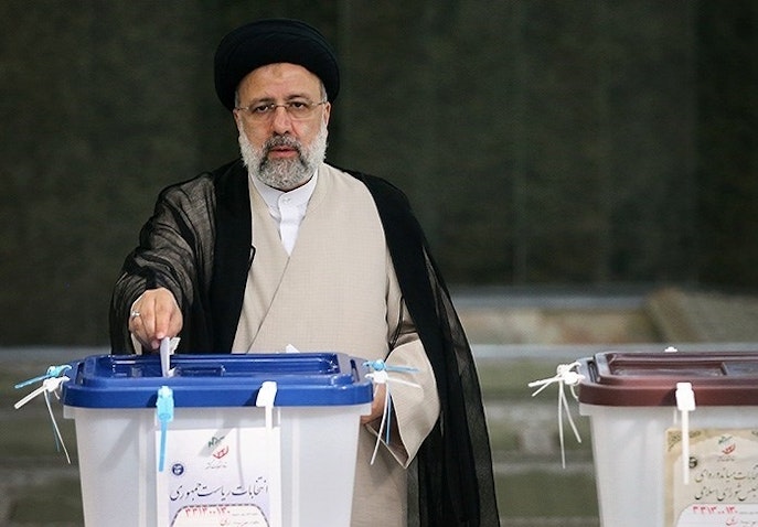 Iranian President-Elect Ebrahim Raisi voting in Tehran on June 18. 2021. (Photo by Meqdad Madadi via Tasnim News Agency)