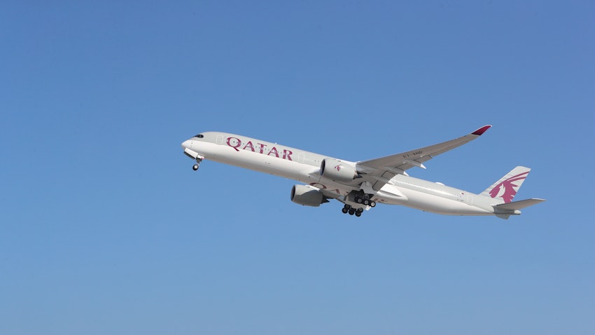 A Qatar Airways airplane takes off from Hamad International Airport near Doha on Jan. 11, 2021. (Photo via Getty Images)