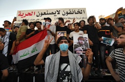 Iraqi protesters demand accountability for the killings and abductions of activists and journalists. Nasiriyah, Iraq. May 25, 2021. (Photo via Getty Images)