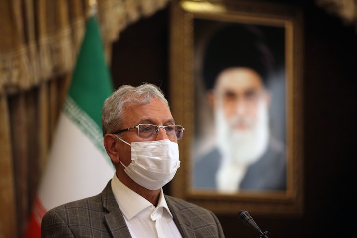 Iranian government spokesman Ali Rabiei answers questions from journalists in Tehran on Oct. 6, 2020. (Photo via Getty Images)