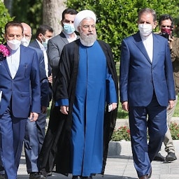 Former Iranian president Hassan Rouhani and other top officials in Tehran on Aug. 1, 2021. (Photo via the Iranian president’s website)