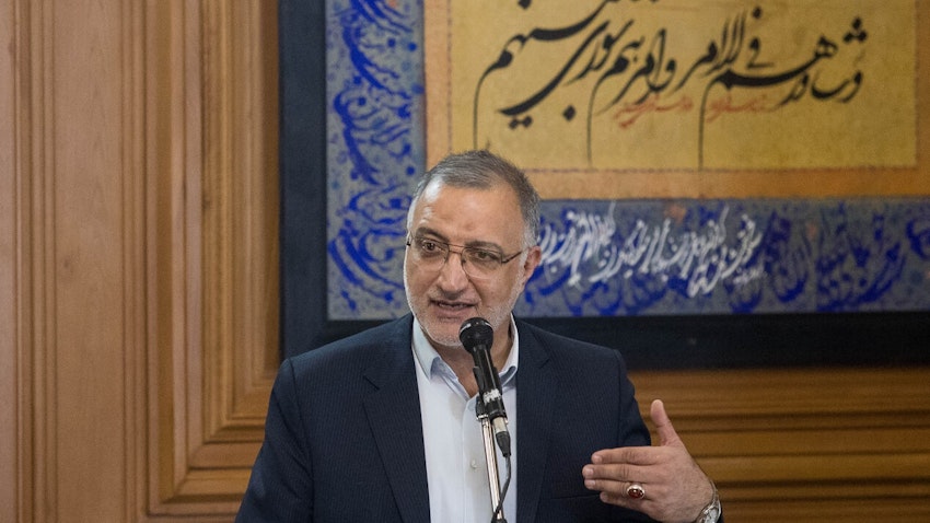 New Tehran Mayor Alireza Zakani addresses the Tehran City Council on Aug. 8, 2021. (Photo by Mohammad Reza Abbasi, via Mehr News Agency)