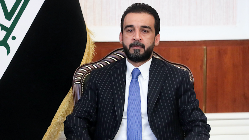 Iraq's Parliament Speaker Mohammed Al-Halbousi in a meeting in Baghdad on Oct. 7, 2019. (Photo via Getty Images)