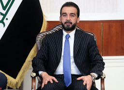 رئيس مجلس النواب العراقي محمد الحلبوسي في اجتماع ببغداد، 7 أكتوبر/ تشرين الأول 2019 (الصورة عبر غيتي إيماجز)
