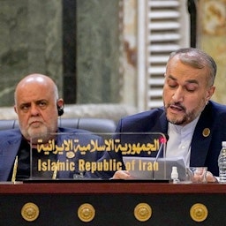 Iran's Foreign Minister Hossein Amir-Abdollahian addresses a conference in Baghdad on Aug. 28, 2021. (Photo via Tasnim News Agency)