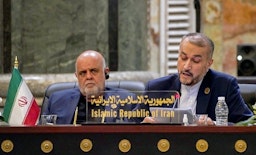 وزير الخارجية الإيراني حسين أمير عبد اللهيان يلقي كلمة في مؤتمر ببغداد. 28 أغسطس/ آب 2021 (الصورة عبر وكالة تسنيم للأنباء)
