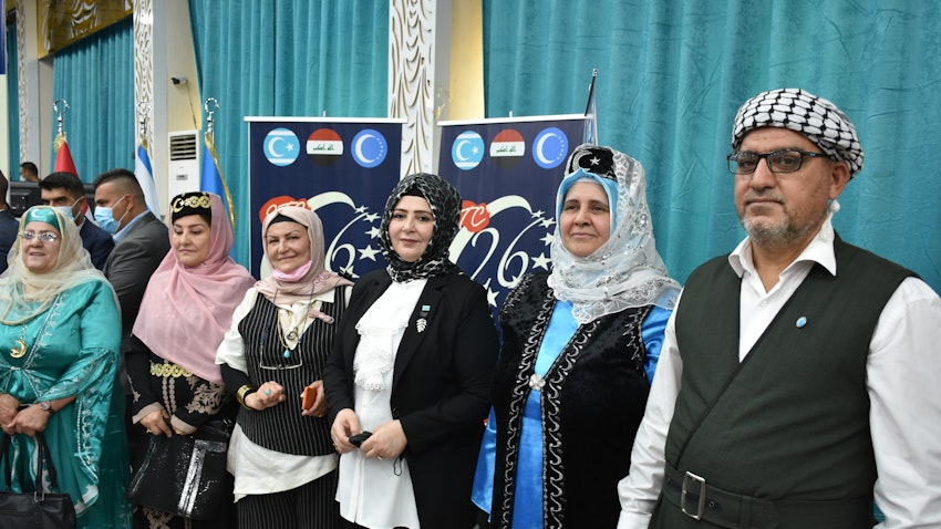 Turkmen attend a ceremony to mark the 26th anniversary of the foundation of the Iraqi Turkmen Front (ITF) in Kirkuk, Iraq on Apr. 25, 2021. (Photo via Getty Images).