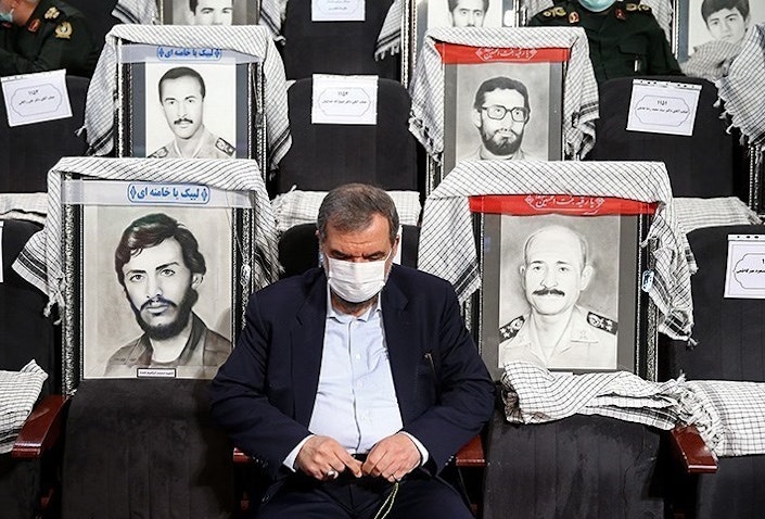 القائد السابق للحرس الثوري الإسلامي الإيراني محسن رضائي في حفل للمحاربين القدامى في طهران. 21 سبتمبر/أيلول 2021 (تصوير مقداد مدادي عبر وكالة تسنيم للأنباء)