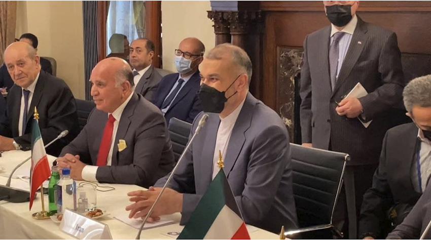 وزير الخارجية الإيراني حسين أمير عبد اللهيان يحضر جلسة متابعة لمؤتمر بغداد في نيويورك. 21 سبتمبر/أيلول 2021. (الصورة عبر موقع وزارة الخارجية الإيرانية)