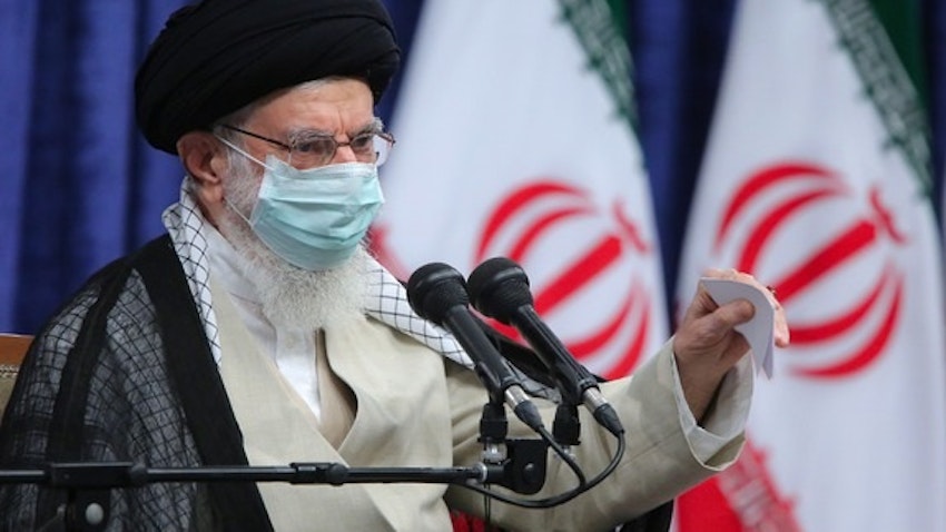 المرشد الأعلى الإيراني آية الله علي خامنئي يلقي كلمة في طهران. 21 سبتمبر/أيلول 2021. (الصورة عبر موقع المرشد الأعلى الإيراني)