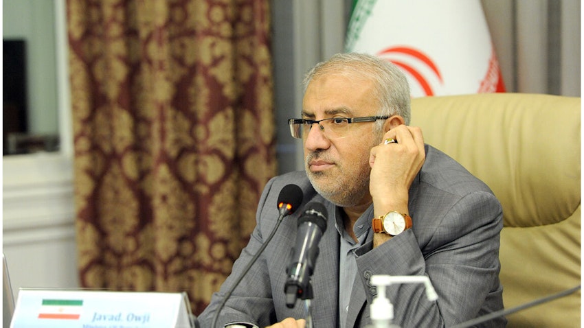 وزير البترول الإيراني جواد أوجي يحضر الاجتماع العشرين لأوبك+ عبر الفيديو في الأول من سبتمبر/أيلول 2021 (الصورة عبر شبكة معلومات الطاقة البترولية شانا)