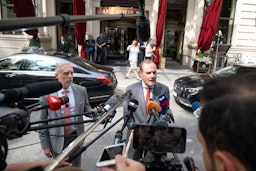 Deputy Secretary General of the European External Action Service (EEAS), Enrique Mora, speaks to journalists in Vienna on June 20, 2021. (Photo via Getty Images)