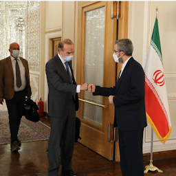 Enrique Mora, the deputy secretary general of the European External Action Service, meets Deputy Foreign Minister Ali Baqeri-Kani in Tehran, Iran on Oct. 14, 2021. (Photo via Iran's foreign ministry website) 