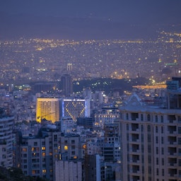 A hotel in Tehran has illuminated its lights as a heart formation to commemorate medical personnel amid Covid-19 on May 27, 2020. (Photo via Getty Images)