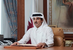 Qatari Emir Sheikh Tamim bin Hamad Al Thani in Doha on Oct. 12, 2021. (Photo via Getty Images)