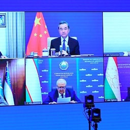 Foreign Ministers of Afghanistan's six neighbouring countries, Iran, China, Pakistan, Turkmenistan, Tajikistan and Uzbekistan attend a virtual meeting on Sept. 8, 2021. (Photo via Fars News Agency)