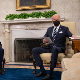 US President Joe Biden meets with Israeli Prime Minister Naftali Bennett in Washington DC, US on Aug. 27, 2021. (Photo via Getty Images)