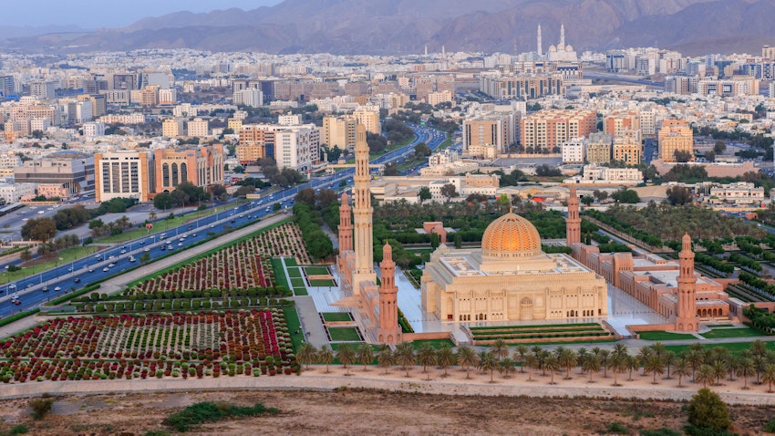An aerial view of the Omani capital Muscat on Apr. 9, 2021. (Photo via Getty Images)