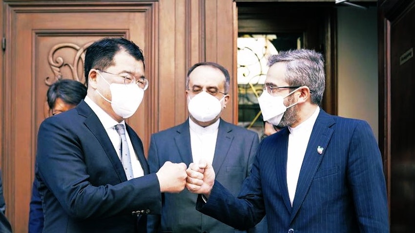 South Korean Vice Foreign Minister Choi Jong-Kun meets with Iranian senior nuclear negotiator Ali Baqeri-Kani in Vienna, Austria on Jan. 6, 2022. (Photo via Choi Jong Kun/Twitter)