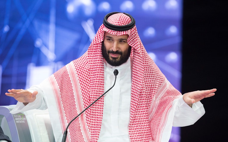 ولي العهد السعودي خلال منتدى الاستثمار السنوي "دافوس في الصحراء" في الرياض، المملكة العربية السعودية. 24 أكتوبر/تشرين الأول 2018 (الصورة عبر غيتي إيماجز)