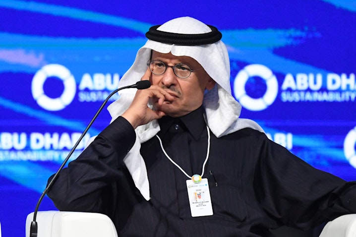 Saudi Minister of Energy Prince Abdulaziz bin Salman Al Saud attends the Future Sustainability Summit in Abu Dhabi on Jan. 14, 2020. (Photo via Getty Images)