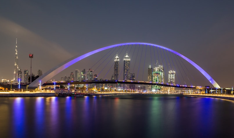 A night view of Dubai Canal in Dubai, UAE on Dec. 09, 2016. (Photo viaGetty Images)