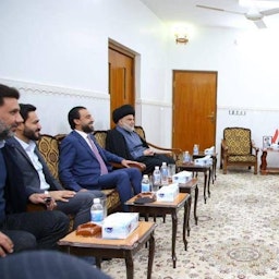 Sadrist Movement leader Muqtada Al-Sadr holds talks with Kurdish and Sunni delegations in Najaf, Iraq on Jan. 31, 2022. (Source: IraqSpeakerMediaOffice/Twitter)